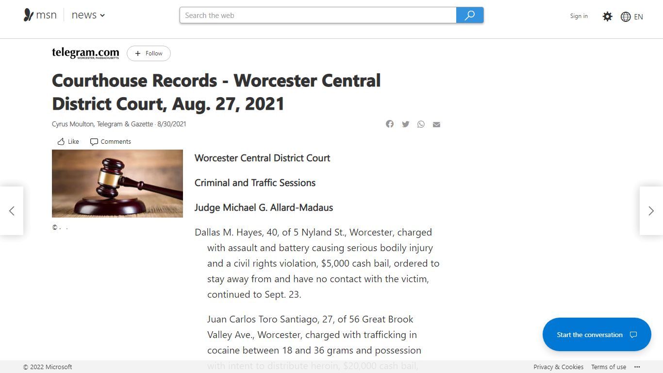 Courthouse Records - Worcester Central District Court, Aug ...