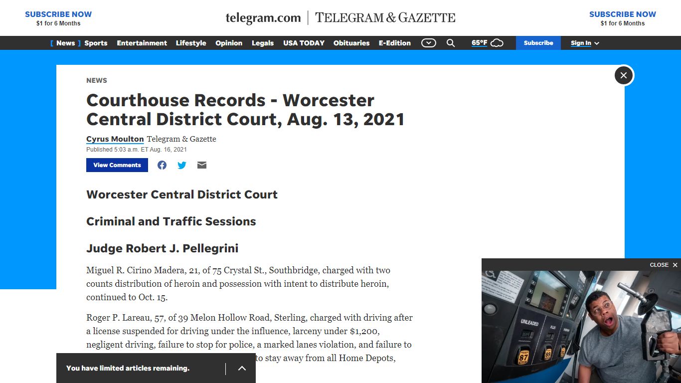 Courthouse Records - Worcester Central District Court, Aug ...